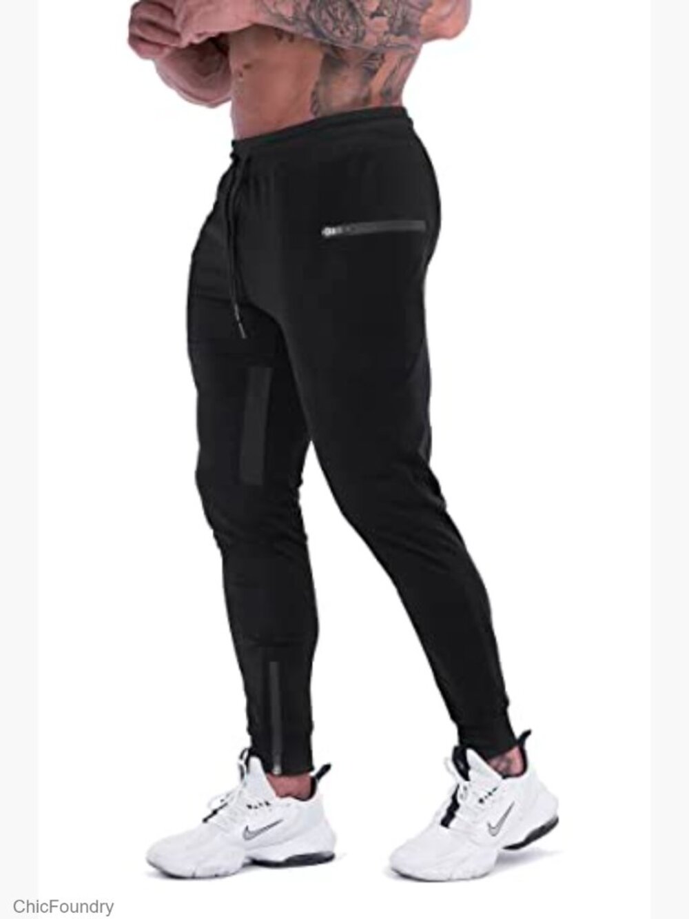 Mens Joggers Slim Fit Sweatpants with Zipper Pockets Workout Thigh Mesh - Picture 2 of 6